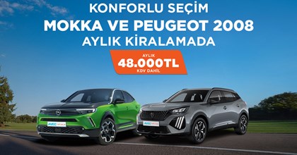 Konforlu Seçim Mokka ve Peugeot 2008 Aylık Kiralamada